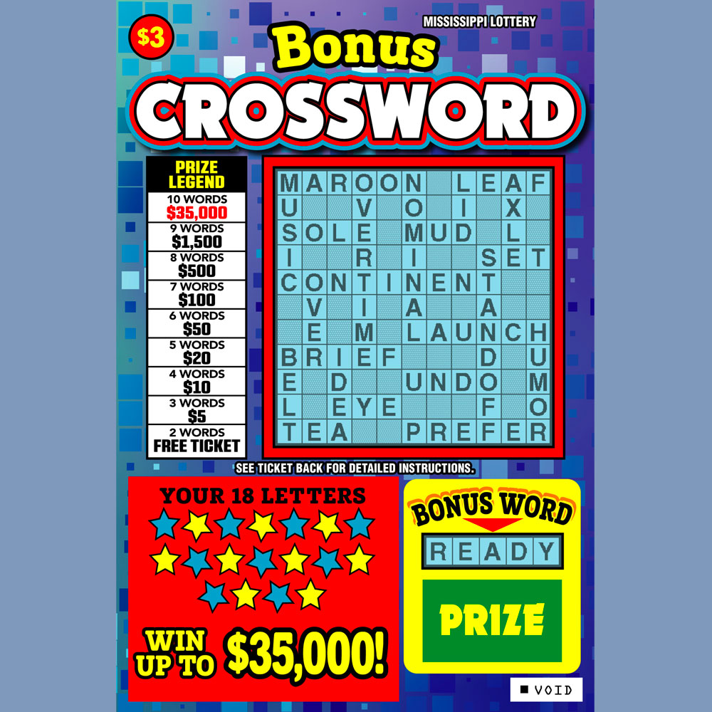 Bonus Crossword scratch-off game