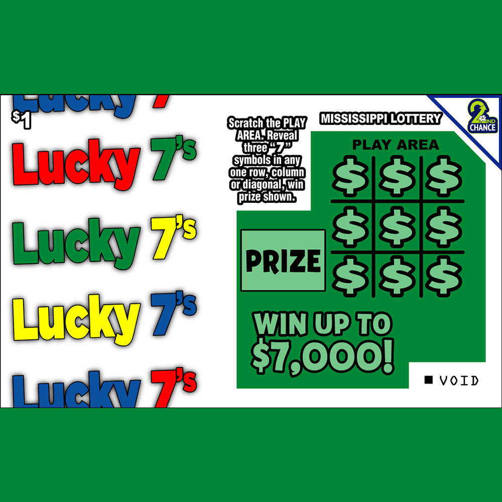 Lucky 7s scratch off game for the Mississippi Lottery