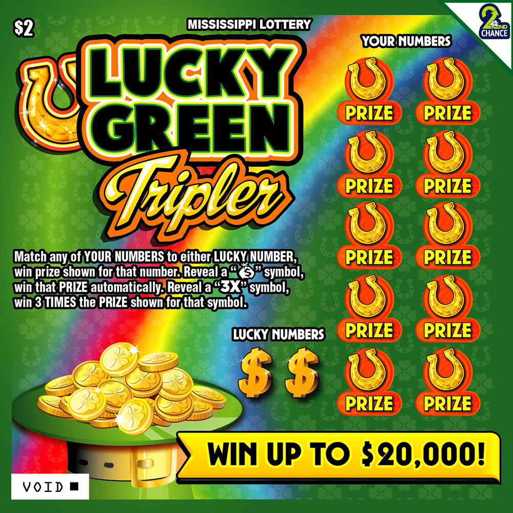 Lucky Green Tripler scratch-off game for the Mississippi Lottery