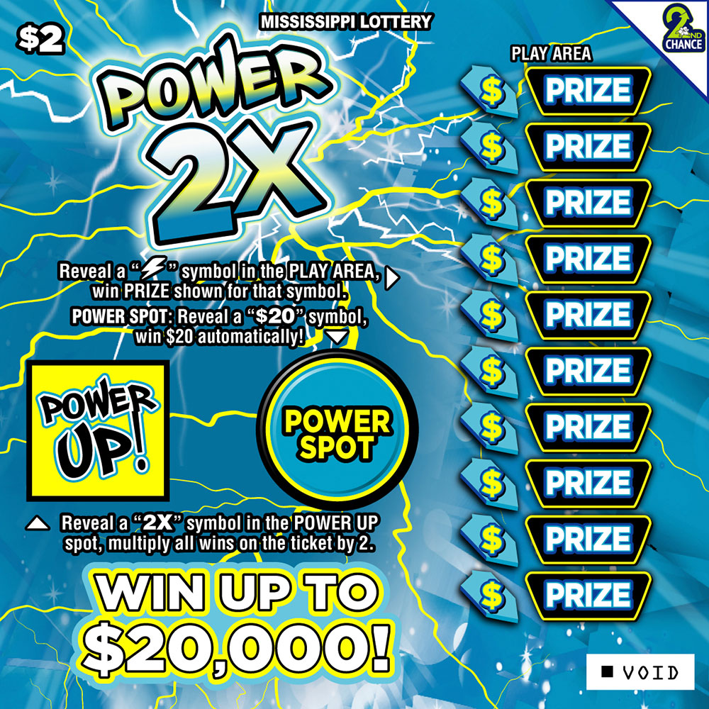 Power2x scratch-off game from the Mississippi Lottery